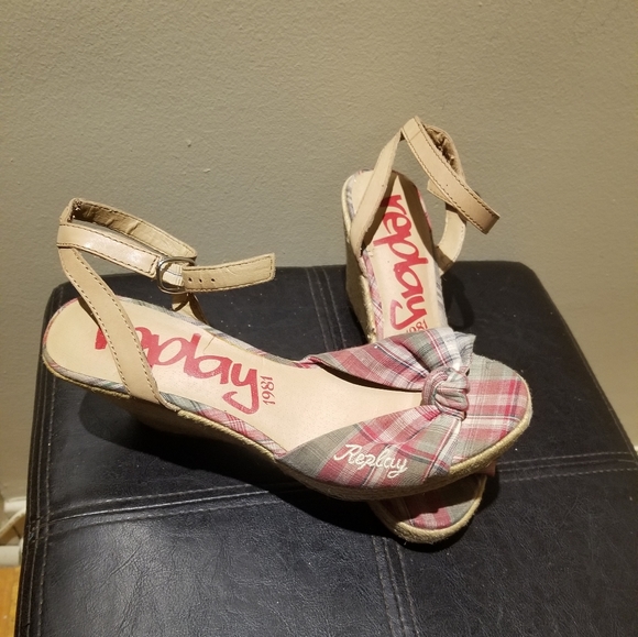 REPLAY Wedge Peep-toe Sandals (Size 9) - Picture 9 of 12